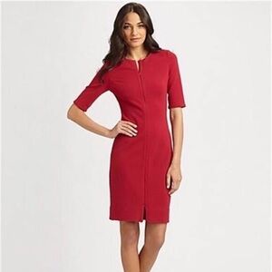 Diane Von Furstenberg Saturn Red Front Zipper Short Sleeve Dress Sz 2